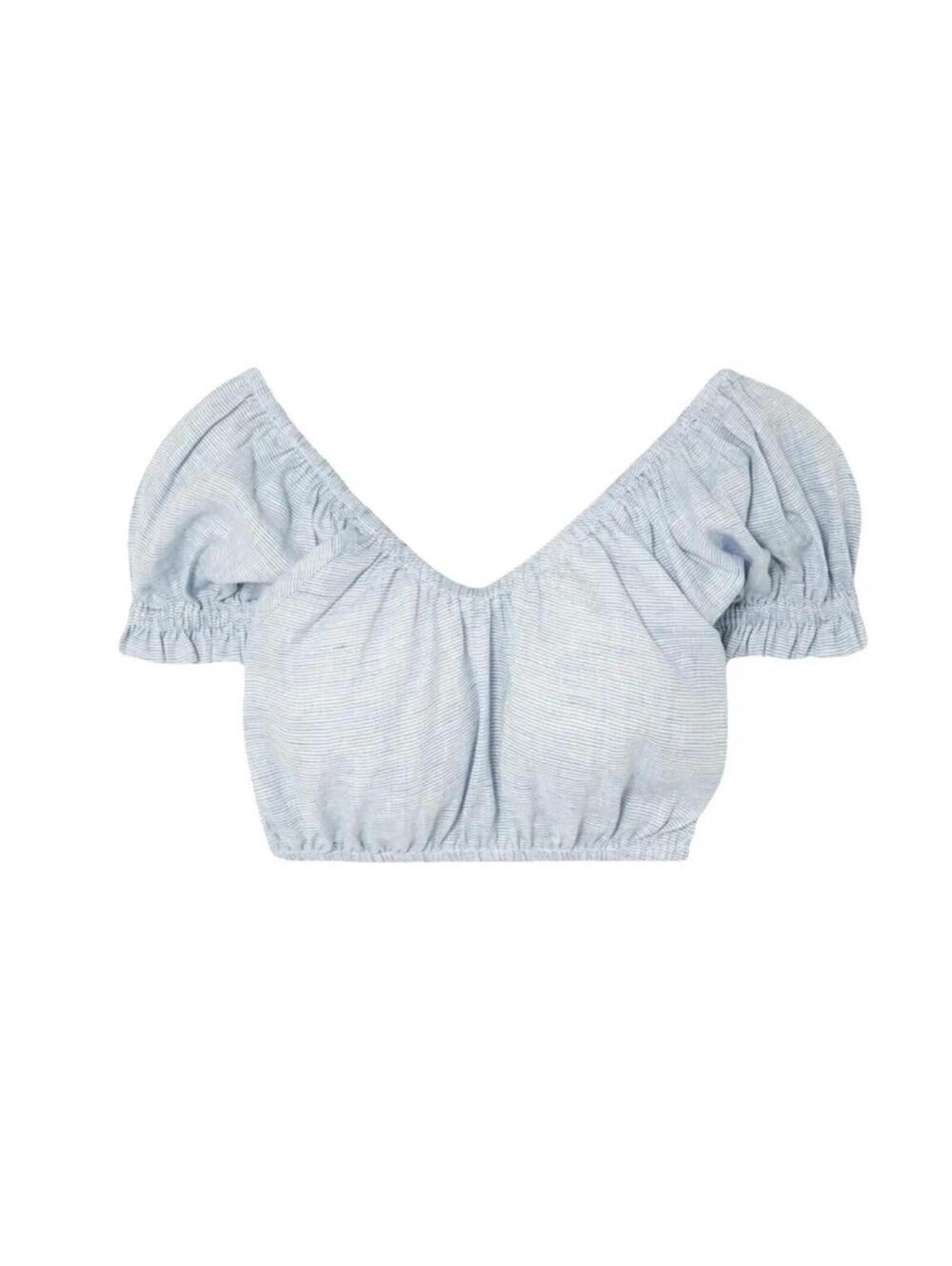 Mara Hoffman Swim Lulu Cropped Short Sleeve Top White Size Medium NWT